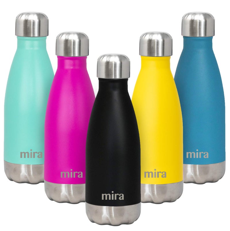 MIRA 12 oz Insulated Water Bottle - Slim Stainless Steel Cola Shape Thermo - Double Wall Hot & Cold Flask (24Hr Cold/12Hr Hot) - Black - Image 1